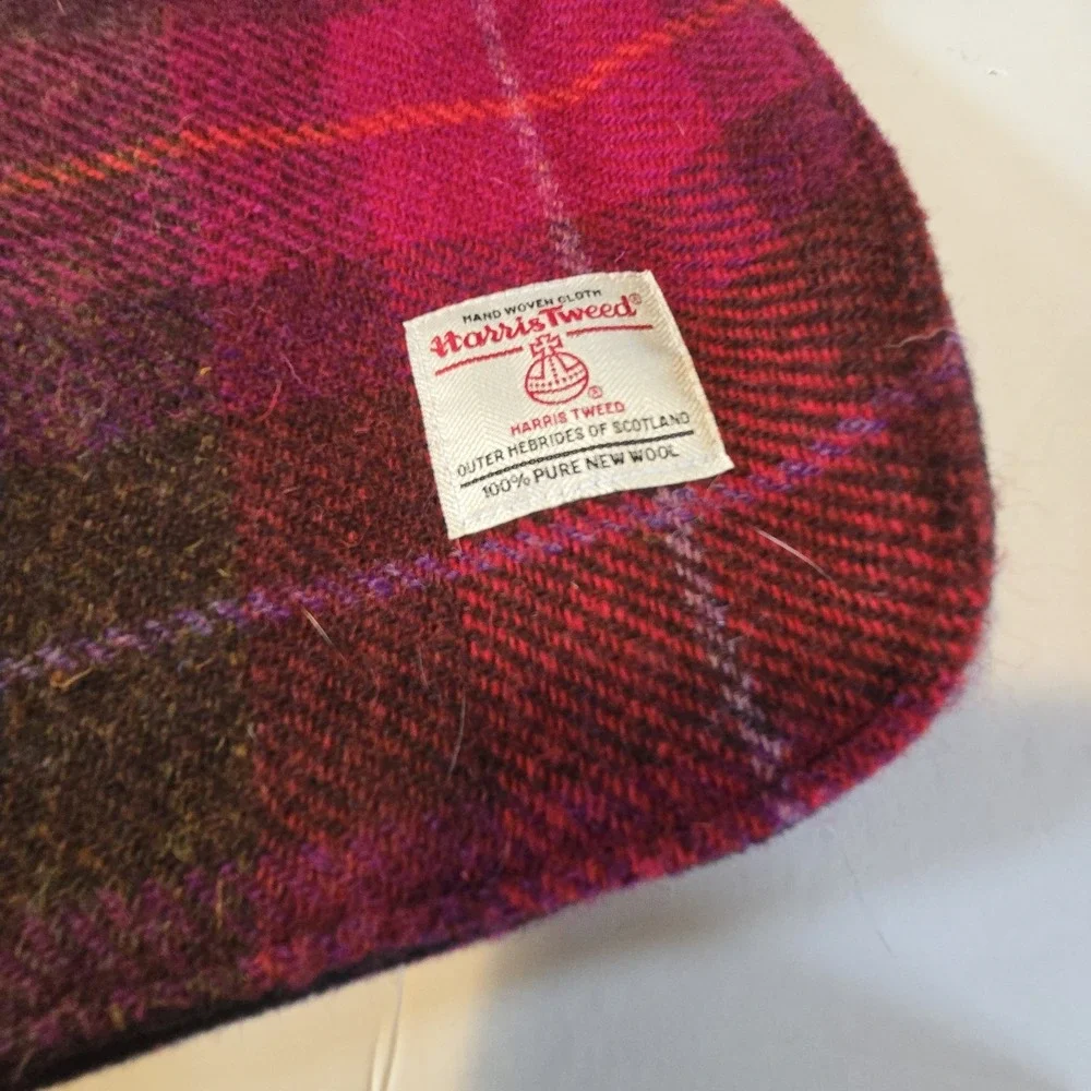 Eliz Scott Harris Tweed‎ Dog Coat Plaid Size 4 LG Magenta Deep Pink Red Scotland